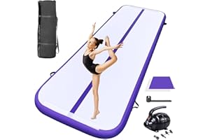 GONFLABLE 10ft 13ft 16ft 20ft Inflatable Air Gymnastics Mat Track Tumbling Mats with Electric Air Pump 4 Inches Thich for Home Use/Training/Yoga/Outdoor/Water