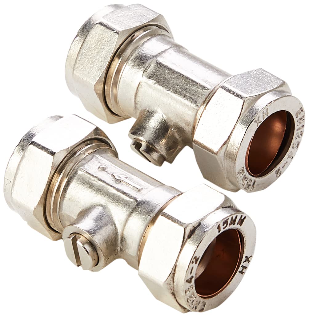 Merriway BH05727 (2 Pcs) Isolating Valve, 15mm Chrome Plated - Pack of 2 Pieces