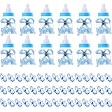 Pangda 12 Pieces Blue Candy Bottles and 50 Pieces Blue Mini Acrylic Pacifiers for Baby Shower Favors