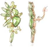 Met-edianger Vintage Rhinestone Statement Clip on Earrings Retro Crystal Drop Dangle Earrings Cluster Non Pierced Earrings for Women