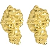 Men's Rapper Nugget 925 Silver in Gold Plated Screw Back Earrings SHS 654 G