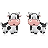 Cow Earrings for Women 925 Sterling Sliver Cute Animal Studs Jewelry Gift for Teens