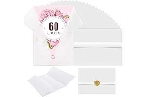 LUYI 60 Pack Pre-Folded Vellum Paper,Vellum Paper Jackets for 5x7 Invitations Translucent Wedding Invitations Vellum Paper Wraps Liners for Wedding Baby Shower Birthday Invitation Paper