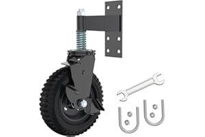 Lygoeege Gate Wheel 8inch with Brake for Metal Tube Gate Wooden Gate 600lb Capacity Spring Shock Absorbing Heavy Duty Casters with Screws and Wrenches