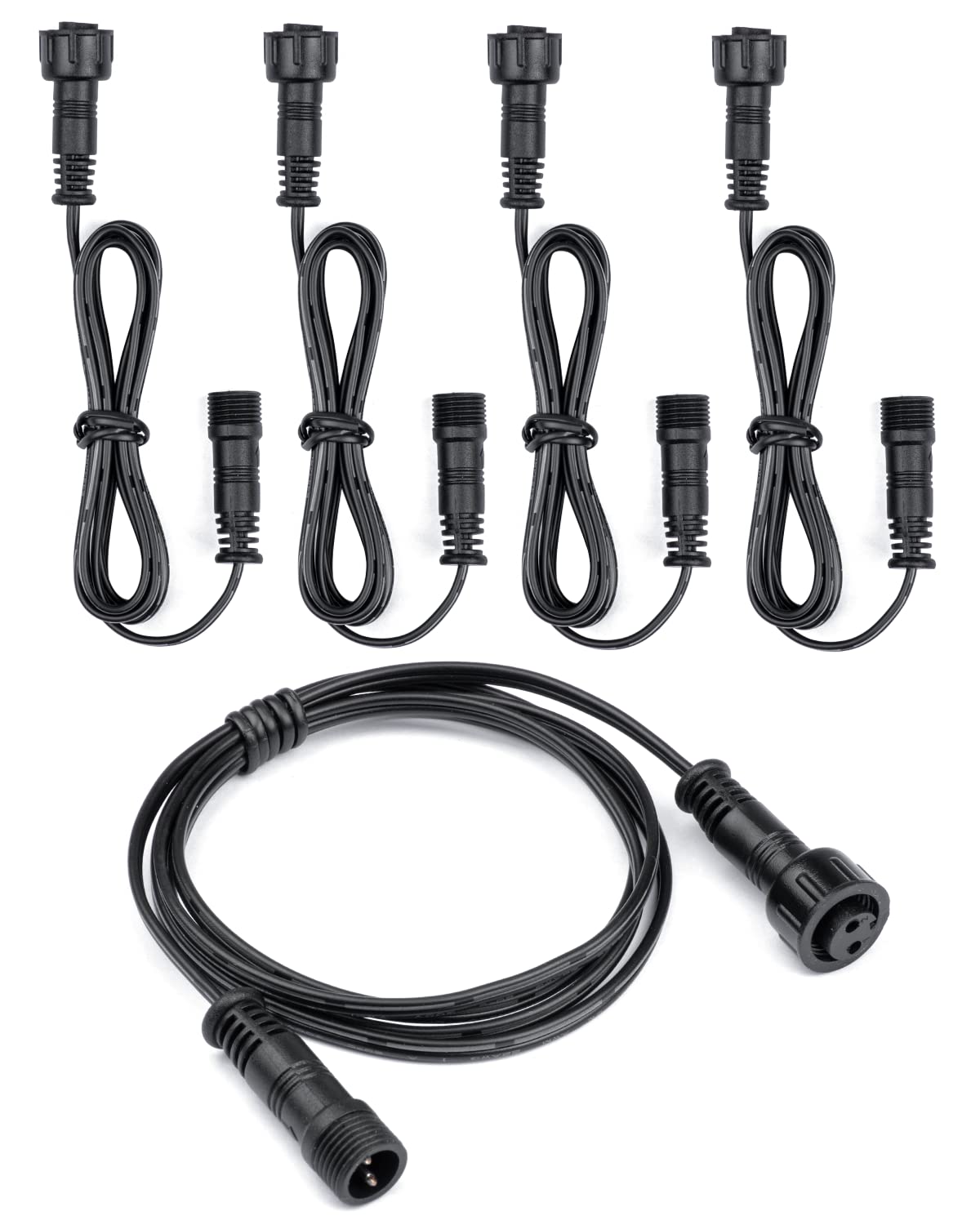 HIBOITEC 2 pins 1m Waterproof Extension Cable 5 Pack, for Outdoor led decking Lights Single Color