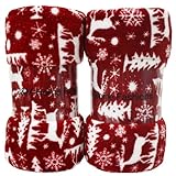 J & M Home Fashions Holiday Reindeer Design Plush Fleece Blanket, 50 by 60-Inch, 2-Pack