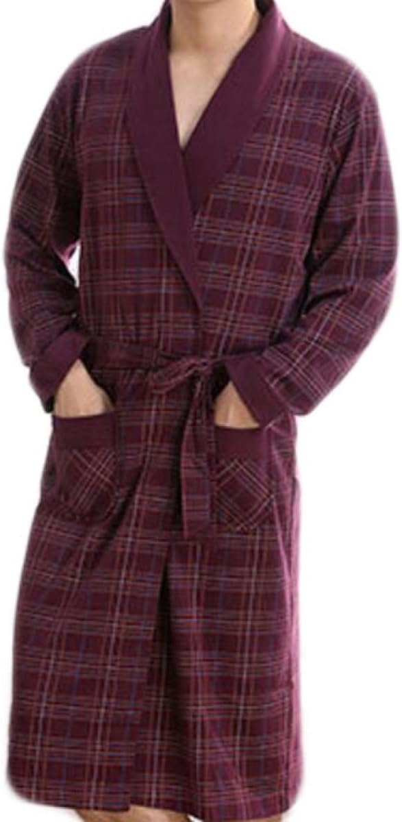 pajamas Spring and Autumn Men's Nightgown Cotton Long-Sleeved Knit Bathrobes Home Service