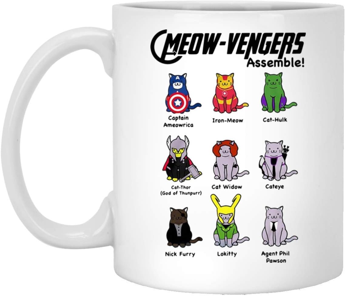 Avenger Team But They Are Cats Coffee Mug - 11Oz White Gift For Friend Fan Lover Mother Father Children In Christmas Birthday Mother's Day Father's Day Valentine