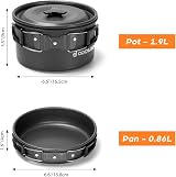 Odoland Camping Cookware Set with Foldable Stove Non Stick Pot Pan Kettle 15pcs view 3