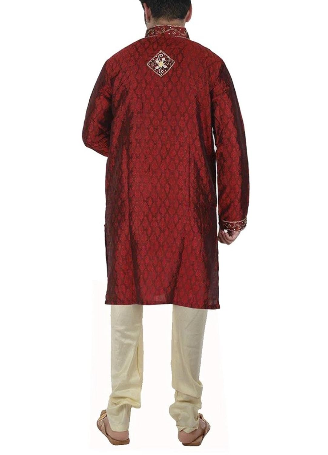 jbn creation men maroon silk sherwani with hand embroidery