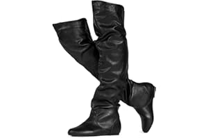 RF ROOM OF FASHION Women's Over The Knee Flat Heel Slouchy Boots (Available in Regular and Wide Calf)