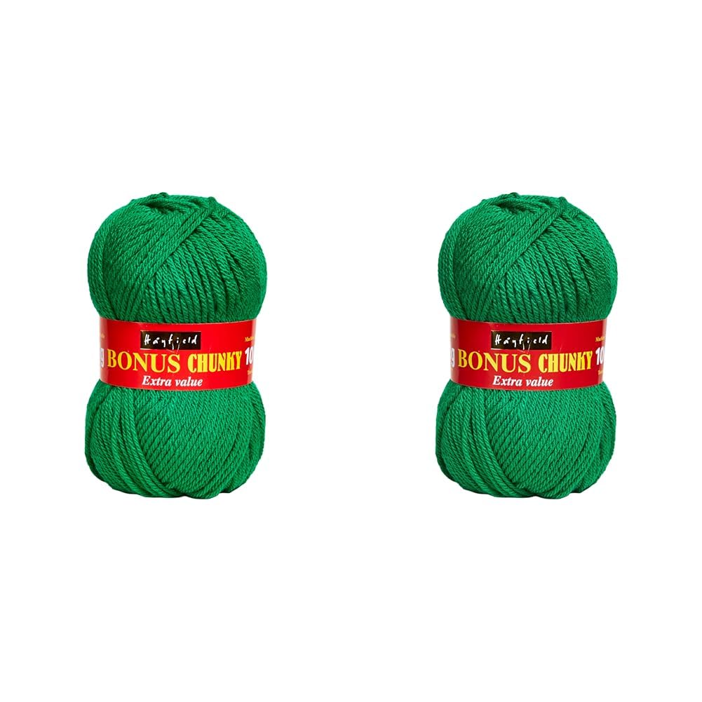 Sirdar Hayfield Bonus Chunky, Emerald (916), 100g Green F060-0916 (Pack of 2)