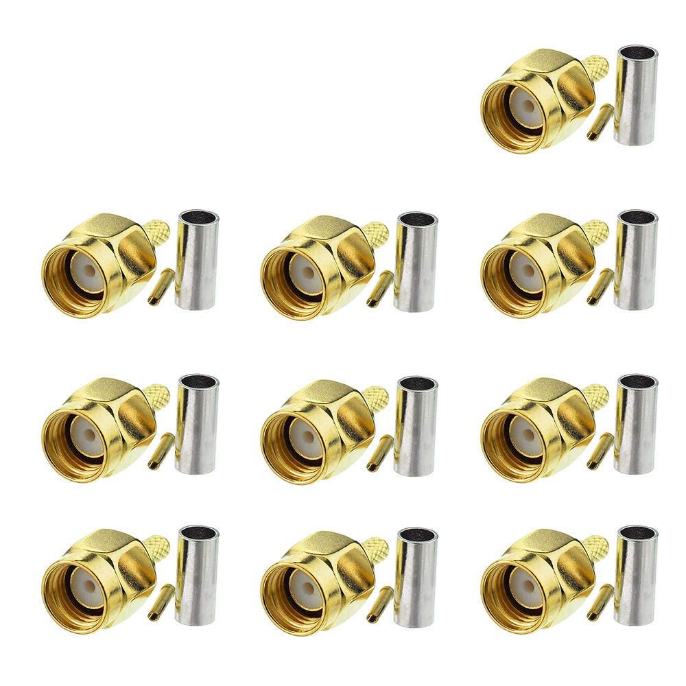 Eightwood Wlan Wifi Antenna Adapter RP SMA Connector RP-SMA PCB Connector DIY PCB Mount Straight Crimp 10Pcs for Wifi Antenna Wireless Module RG174 RG316 LMR100 RF Cable MULTI-WAY