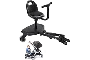 Universal 2-in-1 Stroller Board，Child Rider Stroller Attachment with Saddle Seat and Standing Platform ，Quick and Easy to Use