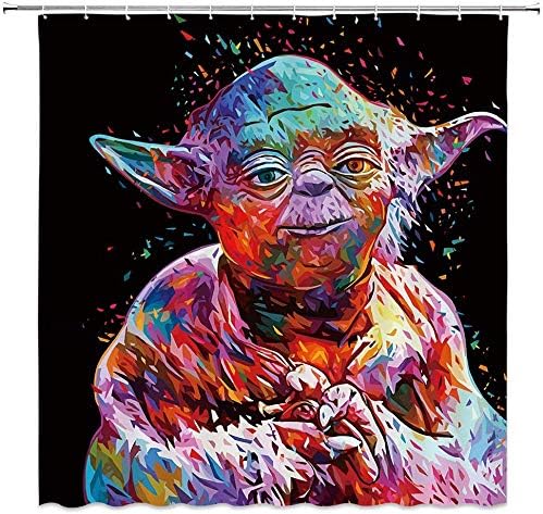 lovedomi Star Wars Shower Curtain Master Yoda · Alien Creatures Alternative Creative Black Pink 71x71inch Washing Waterproof Fabric Including Twelve Plastic Hooks