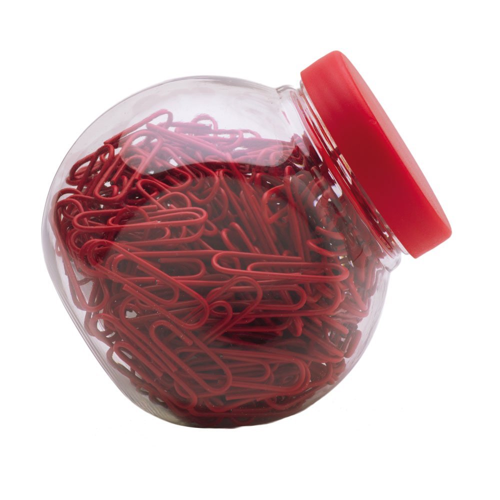 eBuyGB 8 Packs of 27 mm 200 Coloured Plastic Coated Metal Paper Clip in Candy Box, Red
