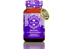 TRUE VEDA Organic Boswellia Extract Capsules | Boswellia Serrata Extract Capsules | USDA Organic Supplement | 5:1 Potency | Max Strength 75% Boswellic Acid | Natural Complex | 60 Vegan Pills