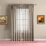 Warm Home Designs Pair of Short Brown Taupe Sheer