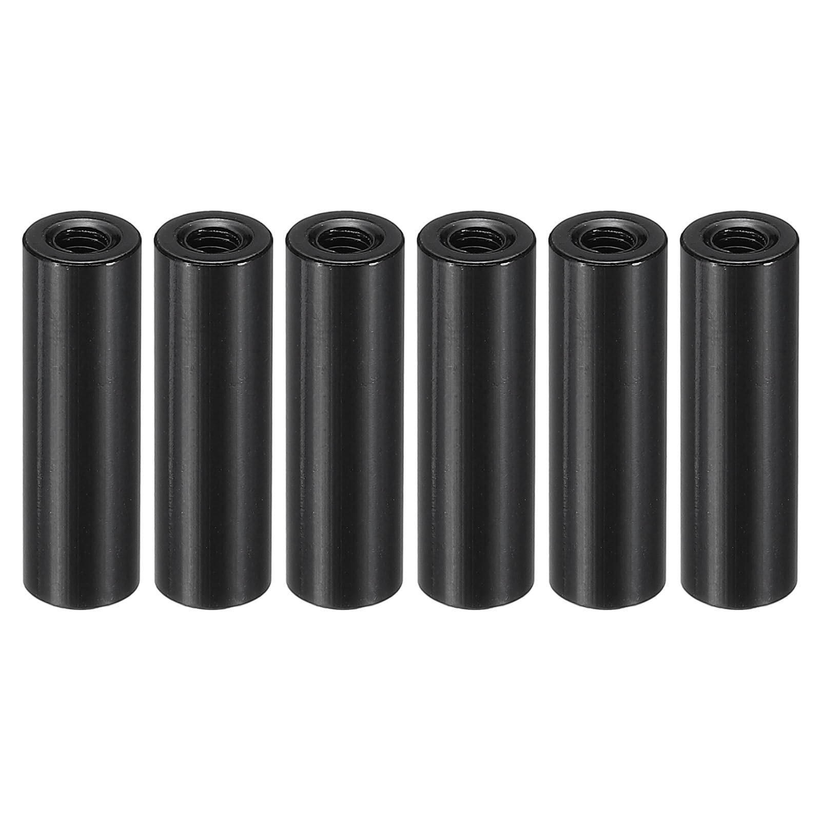 PATIKIL 6pcs M3 Metal Threaded Standoff Spacer Nuts, Round Aluminum Spacers Female Coupling Screws, 1/8" ID x 1/4" OD, Black 3x6x20mm — image 1