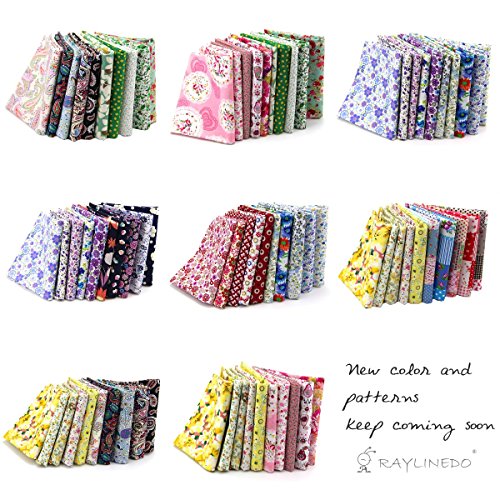 RayLineDo 10 Pcs Different Pattern Multi Color 100% Cotton Poplin Fabric Fat Quarter Bundle 18" x 22" Patchwork Quilting Fabric Paisley and Green Series - Thumbnail 4