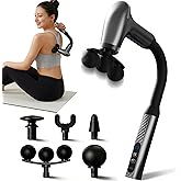 HISBO Massage Gun with Upgraded Extension Handle, Massage Gun Deep Tissue - Back Massager for Pain Relief Deep Tissue, Muscles/Neck/Shoulders/Waist/Legs Massager, 5 Replaceable Heads & 9 Speed Levels