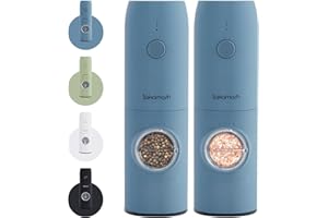 SAKAMOSH Electric Salt and Pepper Grinder Set, Rechargeable,Adjustable Coarseness with LED Light, Electric Salt and Pepper Sh
