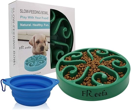 green slow feeder dog bowl
