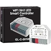 GLEDOPTO WiFi+Bluetooth 5 Modes in 1 Mini LED Strip Controller DC12-24V RGBCCT RGBW RGB CCT WWCW Dimmer Work with Tuya Smart Life App Voice Control for PWM Dimming LED Strip Light