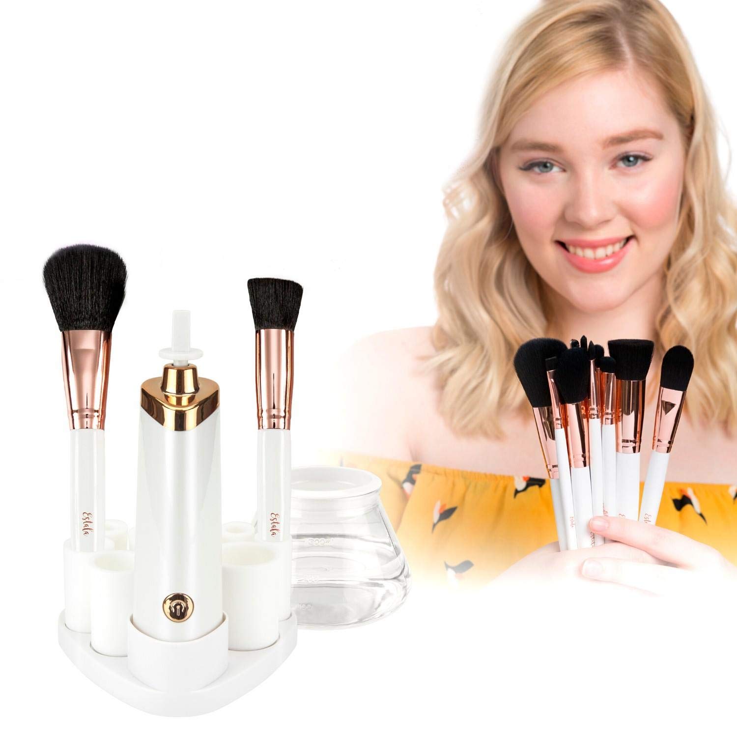 Estala Makeup Brush Cleaner & Makeup Brushes [BUNDLE] – Luxury Brushes + Superior Cleansing for Flawless Application – 12pc Makeup Brush Set + Cleaner/Dryer