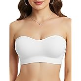 ZENUTA Strapless Bras for Women, Wireless Padded Bralette, Non-Slip Silicone Bandeau Bra, Seamless Tube Top Push Up Bra