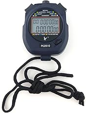 JZK Cronometro Digitale Professionale con Batteria e Cordino, cronometro Sportivo Palestra Timer Sveglia Conto rovescia, 2 Righe 10 Memoria, PC2810