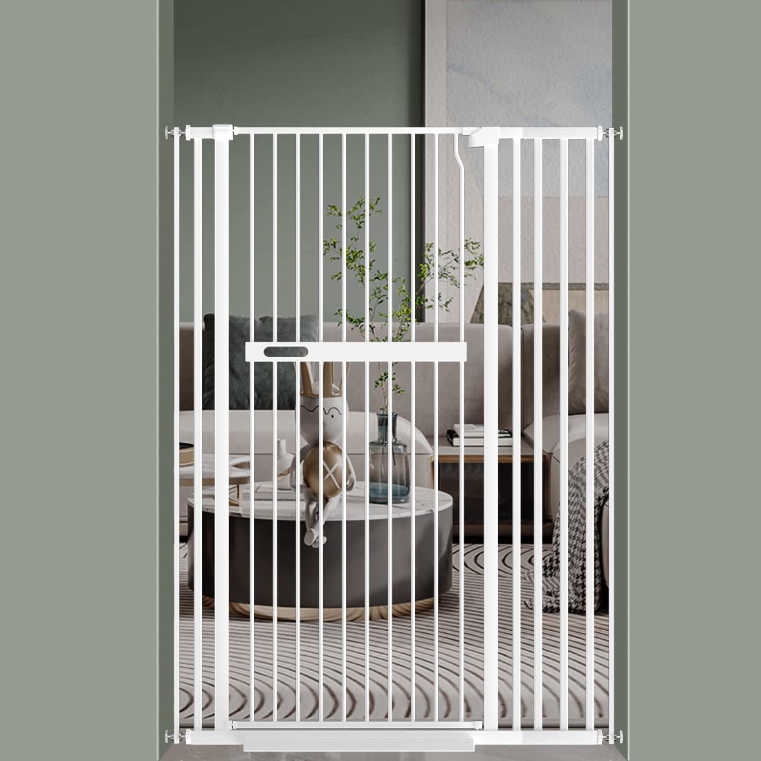 Photo 1 of *** missing screws for assembly***WAOWAO 55.11" Extra Tall Cat Pet Gate 36.22-39.37" Wide Pressure Mounted Walk Through Swing Auto Close Safety White Metal Kids Dog Pet Puppy Cat for Indoor Stairs,Doorways, Kitchen