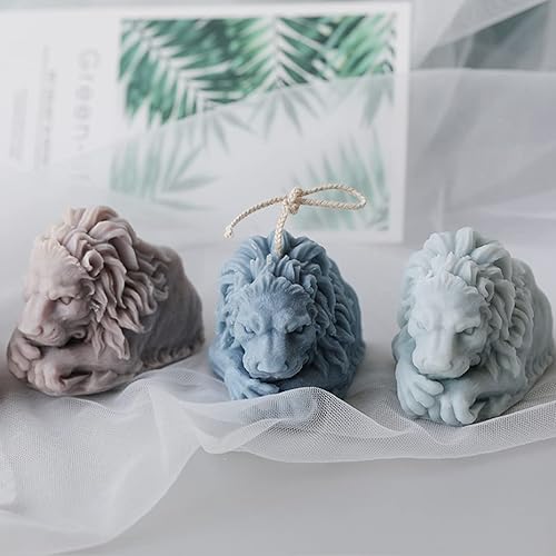 DIYBravo 3D Lion Candle Mold Silicone Mold Animal Resin Mold Epoxy