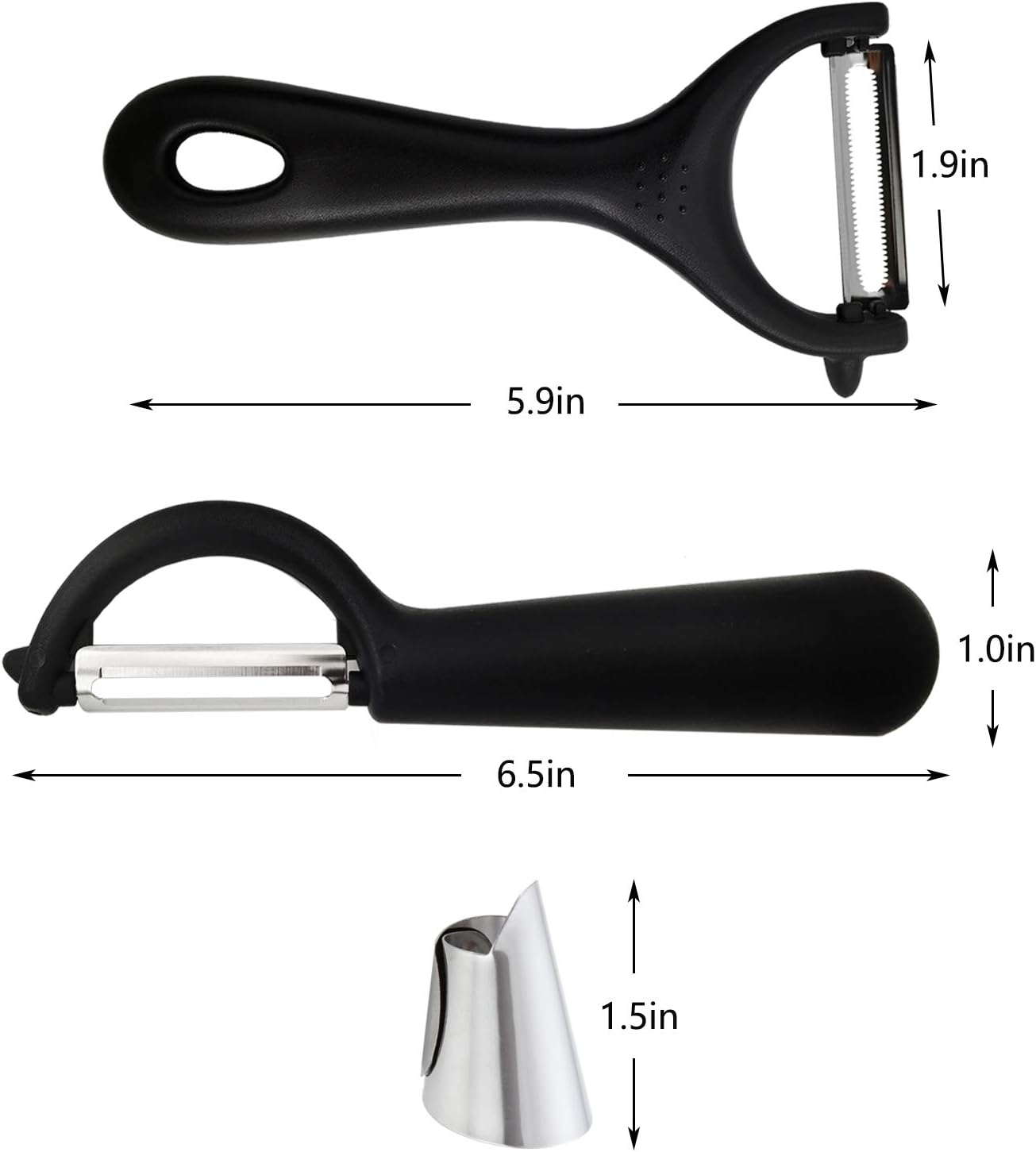 Vegetable peeler set of 4 pieces, suitable for potato, carrot, apple, soybean, stainless steel black: Kitchen & Dining