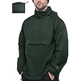 33,000ft Men's Pullover Rain Jacket Waterproof with Hood Lightweight Packable Raincoat Windbreaker for Golf Travel