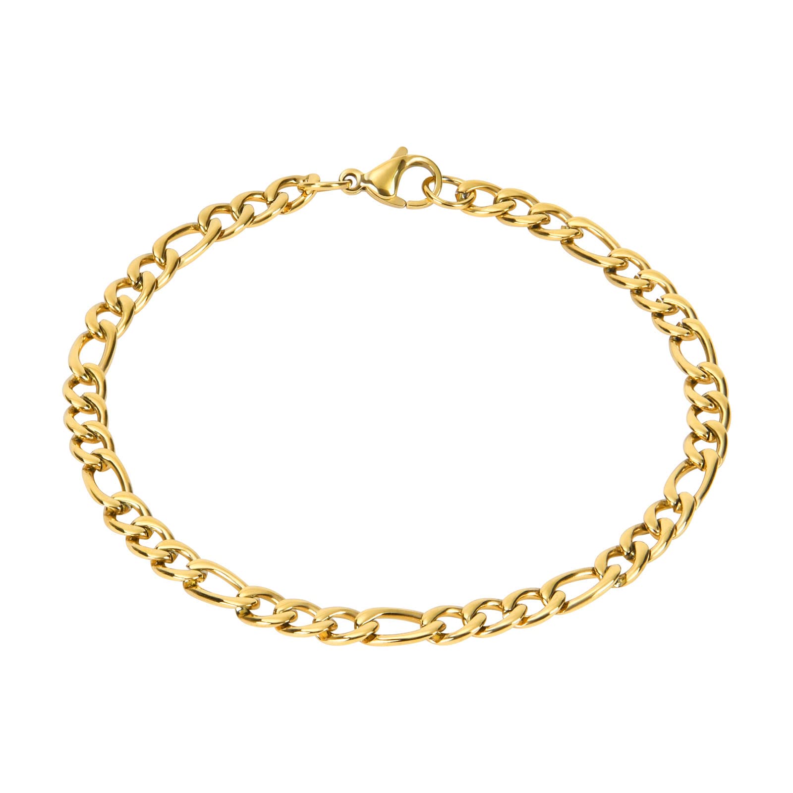flintronic Figaro Bracelet, Stainless Steel Bracelet, 3+1 Link Curb Chain Bracelet for Men and Women, Hypoallergenic Jewellery, 21 cm Length/6 mm Width, Chain Bracelet Bangle - Gold/Silver, 21cm, — image 1