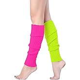 v28 Women Juniors Neon Ribbed Leg Warmers for 80s Eighty's Party Sports Yoga