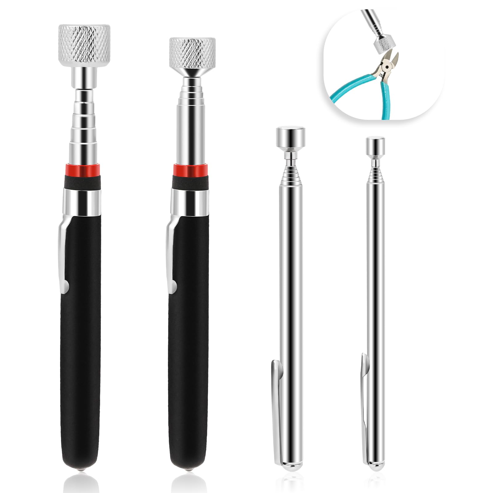 4 Pack Telescopic Magnet Retrieval Tool - Extendable Stick, Screw Pickup - 1.5lb, 3lb, 10lb, 15lb