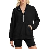 Momtecanuo Zip Up Hoodie for Women, Oversized Half Zip Hooded Sweatshirt Casual Lightweight Going Out Pullover Tops