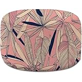 Round Pouf Ottoman Foliage seamless light orange leaves pink line art ink drawing vintage Foot Stool Foot Rest Floor Stool Be