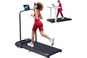 WILDROOT ORGANIC Walking Pad with Handle Bar, 3.0HP Walking Pad Treadmill with Handles, 3 in 1 Portable Under Desk Treadmills for Home Small Space, Foldable Folding Home Treadmill with Remote Control, 300LBS Capacity