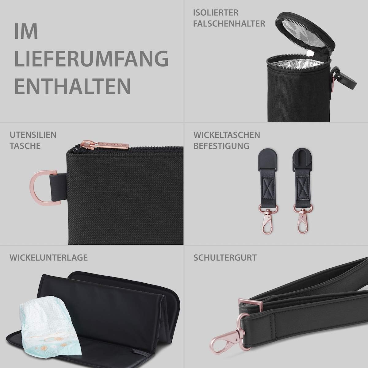 rose gold changing bag