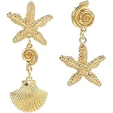 Starfish Earrings for Women, Seashell Earrings, Sea Shell Conch Dangle Earring Hypoallergenic, Cowrie Shell Earring Studs, Shells Jewelry Funny earrings