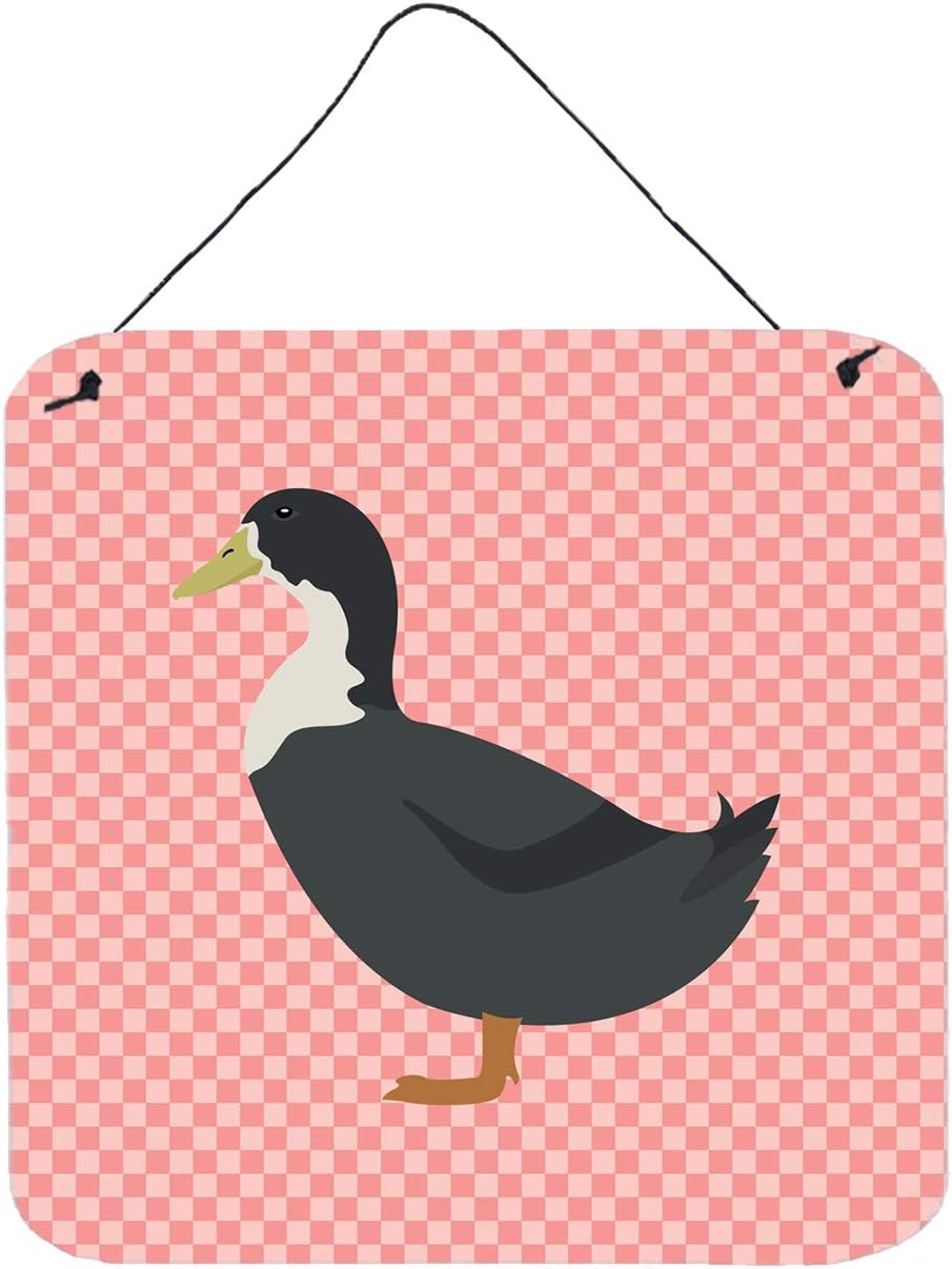 Caroline's Treasures BB7862DS66 Blue Swedish Duck Pink Check Wall or Door Hanging Prints, 6x6, Multicolor