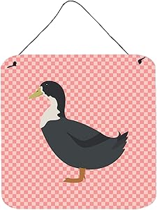 Caroline's Treasures BB7862DS66 Blue Swedish Duck Pink Check Wall or Door Hanging Prints, 6x6, Multicolor
