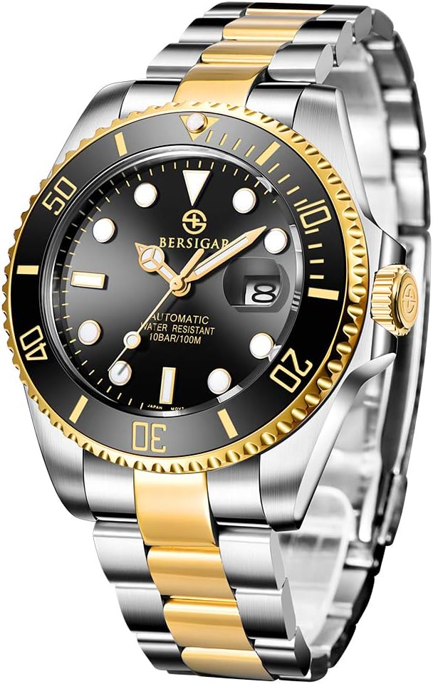 Automatic Divers Watches Men's Analogue Automatic Watch with Stainless Steel Strap