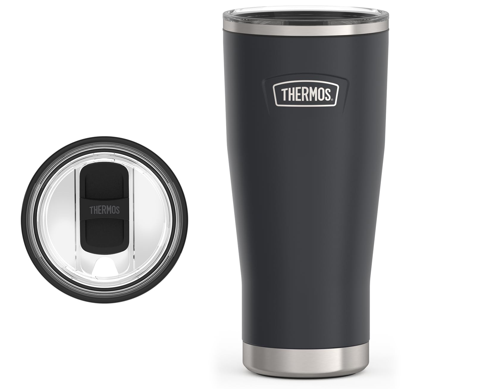 Photo 1 of THERMOS ICON SERIES Stainless Steel Cold Tumbler with Slide Lock, 24 Ounce, Granite