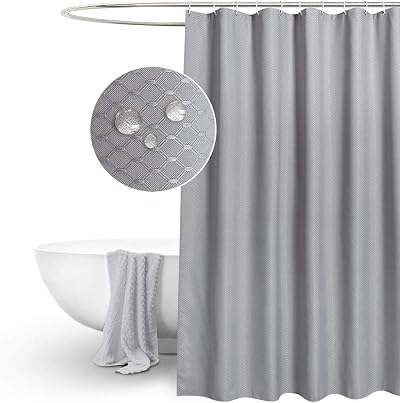 EurCross Grey Shower Curtain 180x180cm Waffle Weave Heavy Duty