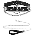 Tosmifairy Black Soft Faux Leather Choker Necklace with Chain Leash for Women Punk Rock Gothic Neck Collar Jewelries Role-Play Toys