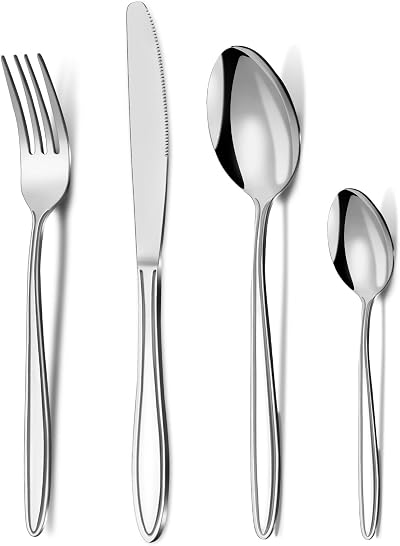 Pleafind 16-Piece Stainless Steel Cutlery Set for 4 Mirror Polished